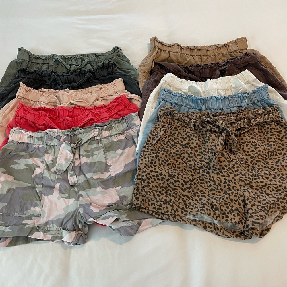Aerie “Camp” Shorts lot / bundle of 10 pairs size large. Paperbag waist elastic.